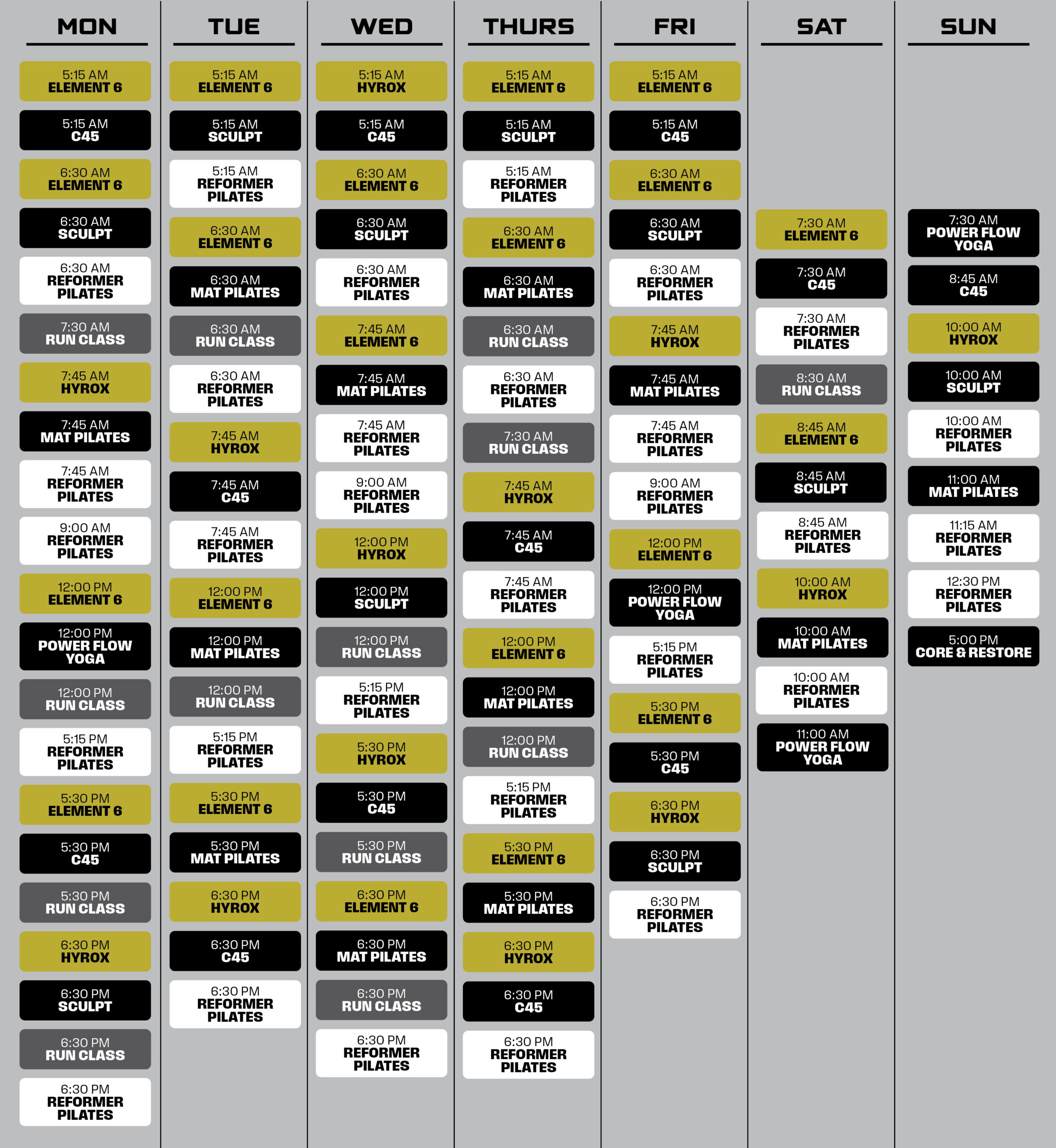 Carbon Performance Class Schedule