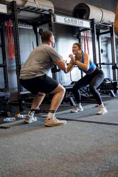 Two people working out together